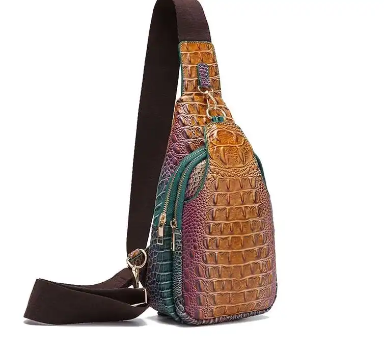Chic croc-patterned women's crossbody bag