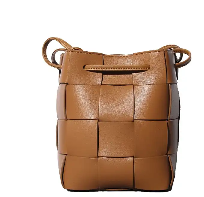 Drawstring Woven Bucket Bag