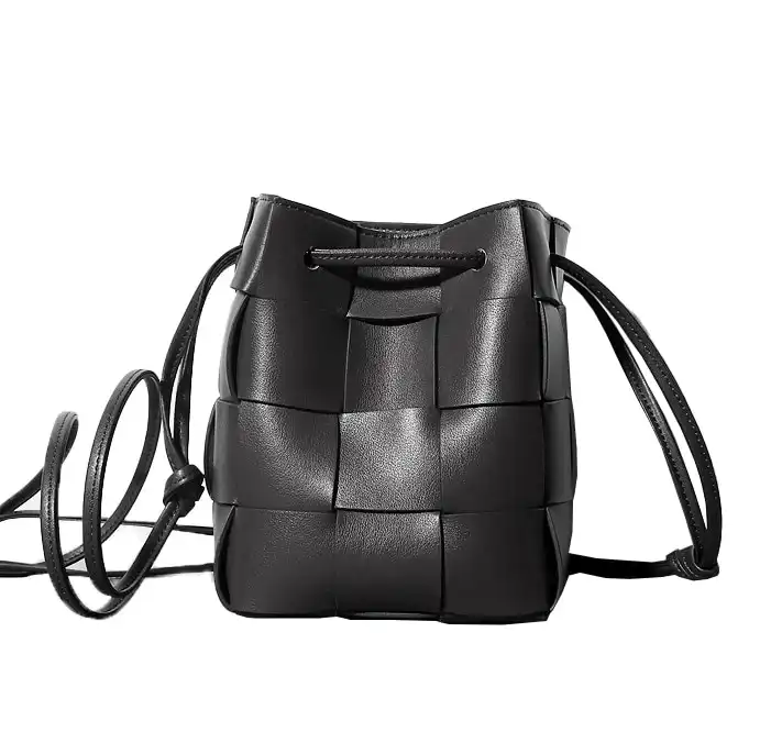 Top lv Drawstring Woven Bucket Bag