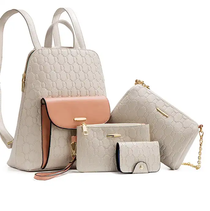 Fashion Embossed Shoulder- Crossbody- and Backpack: 4-Piece Mother-Daughter Set
