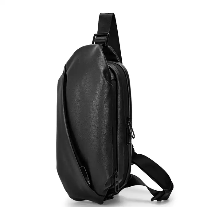 Genuine Leather Men's Chest Bag - Multi-Functional Crossbody Sling for Outdoor Cycling | Durable Waist and Shoulder Bag