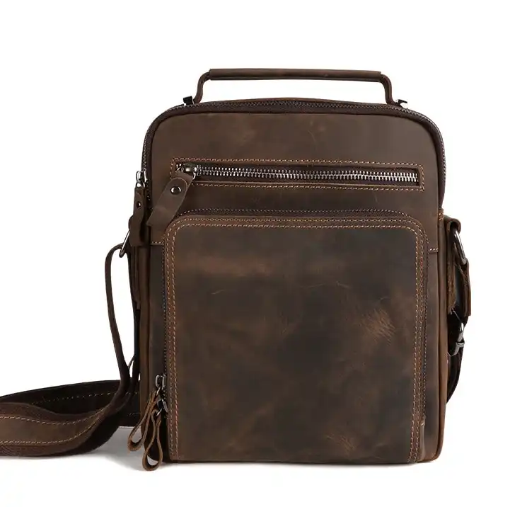 Men's Leather Crossbody Bag- Casual Vintage with Large Capacity- New Cross-Border Arrival