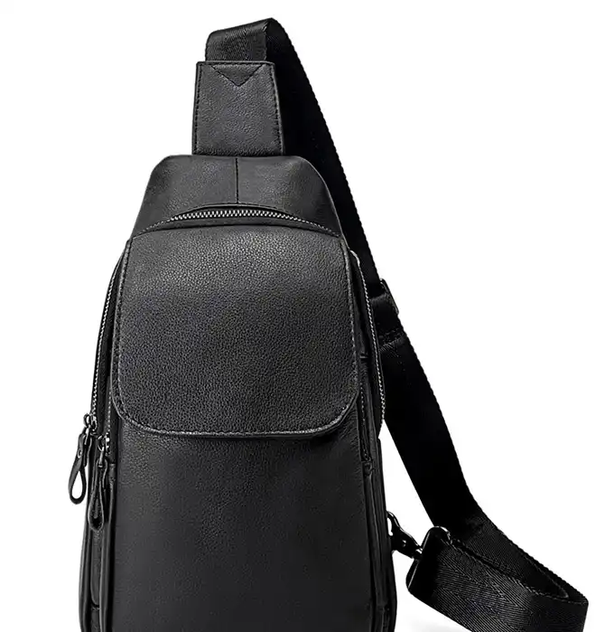 Top lv Men's Premium Leather Crossbody Chest Bag – Top-Grain Leather Casual Outdoor Sling Pack