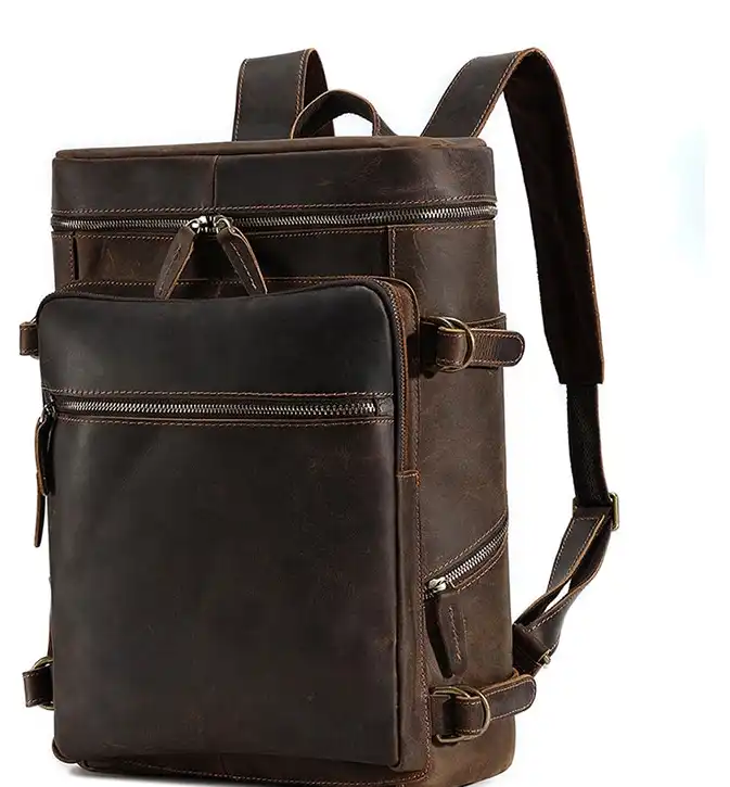 New Leather Laptop Backpack for Men- Suitable for Travel- Vintage Dual-Shoulder Bag- and School Bag