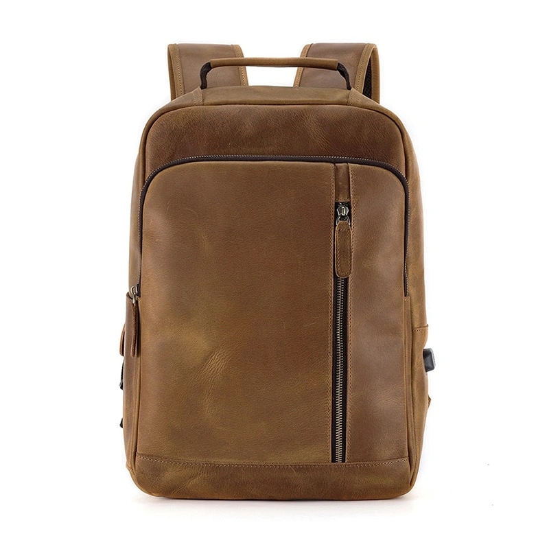 Replica bags lv New Vintage Leather Men's 15.6-Inch Laptop Backpack with Large Travel Capacity