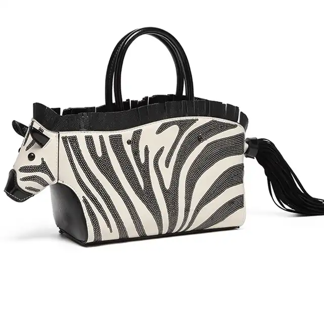 Top lv New Zebra Sequin Bag - Stylish Color-Block Shoulder Bag