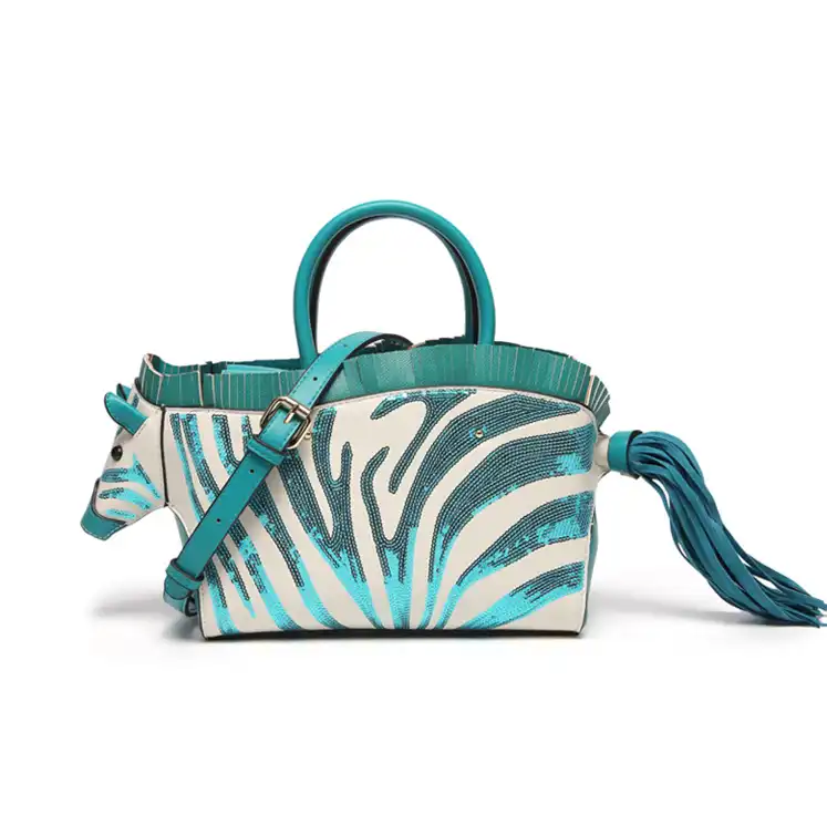 Top lv New Zebra Sequin Bag - Stylish Color-Block Shoulder Bag