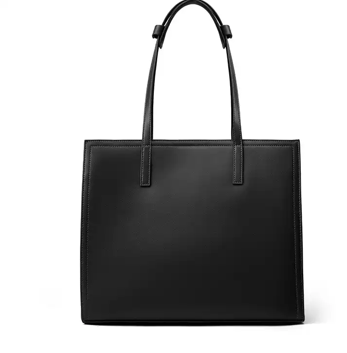Replica bags New chic tote- leather- large capacity- black- commuter laptop bag.