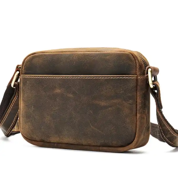 Louis vuitton locations Premium Niche Men's Crossbody Bag- Leather Single-Shoulder Bag-  Vintage Mini Messenger Bag