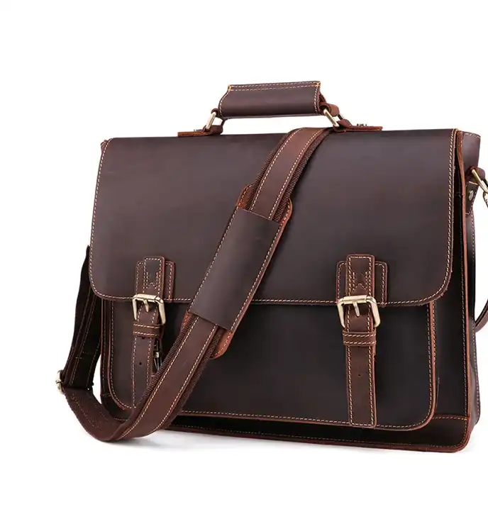 Replica bags lv Quality Leather Men's Business Briefcase with 15.6-Inch Laptop Compartment and Vintage Style.