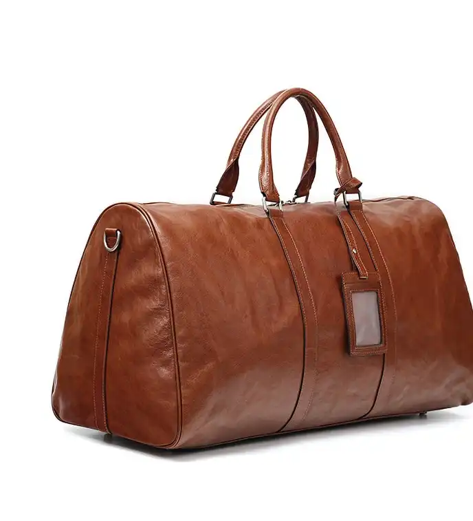 Spacious Leather Business Travel Bag- Simple Design for Commuting- Carry-On for Men