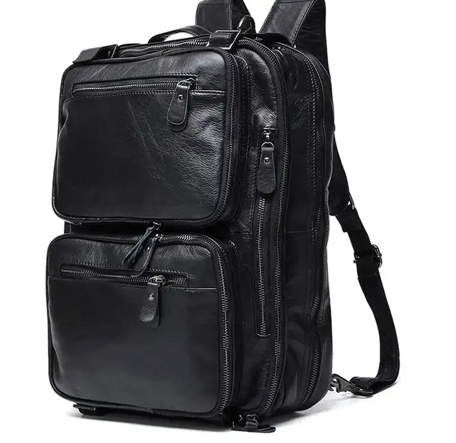 Stylish Vintage Leather Men's Backpack with Multi-Functional Features- Crossbody Bag