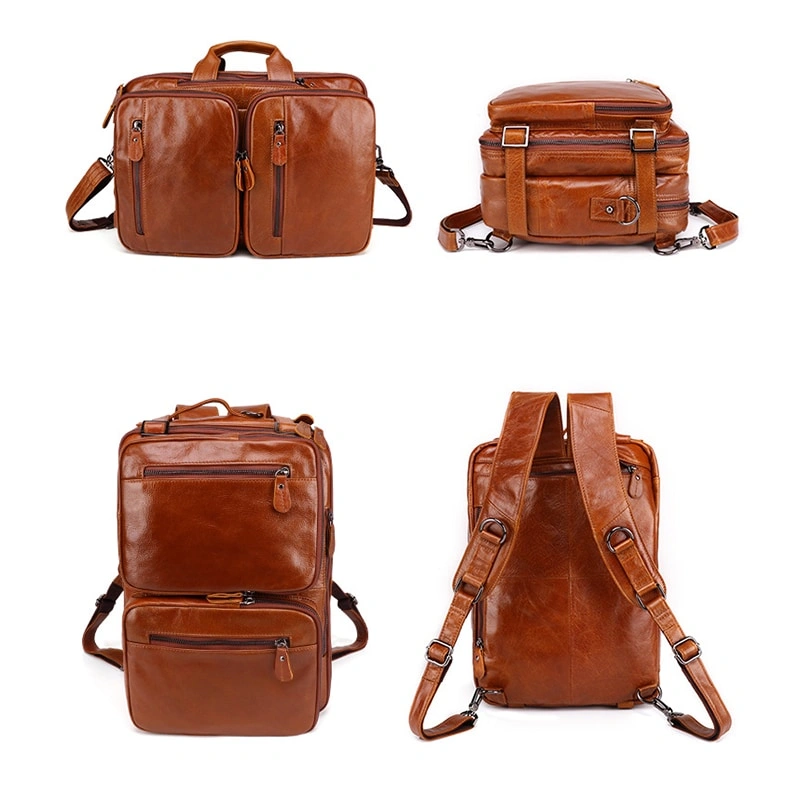 Replica bags Stylish Vintage Leather Men's Backpack with Multi-Functional Features- Crossbody Bag
