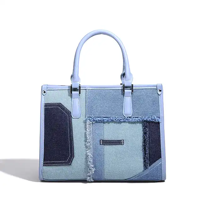 Replica bags lv Stylish patchwork denim single-shoulder bag with large capacity