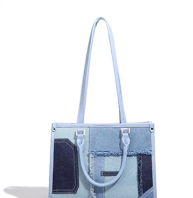 Replica bags lv Stylish patchwork denim single-shoulder bag with large capacity