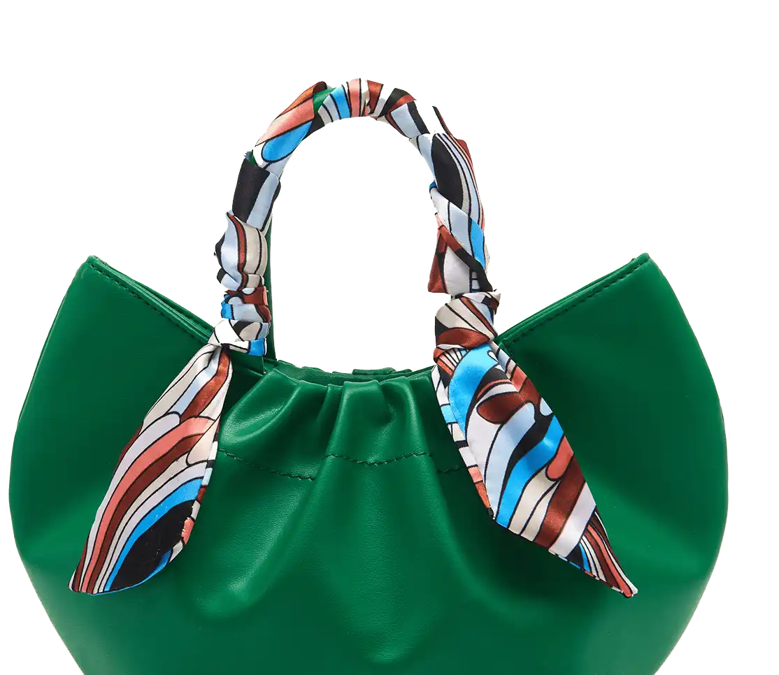 Vintage Basket Dumpling Bag with Scarf - Women's Handbag