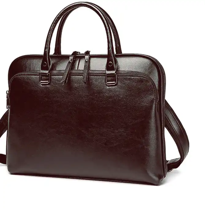 Lv belts replica Vintage Genuine Leather Laptop Briefcase – Multi-Compartment Business Bag with Chain Closure- Classic Style
