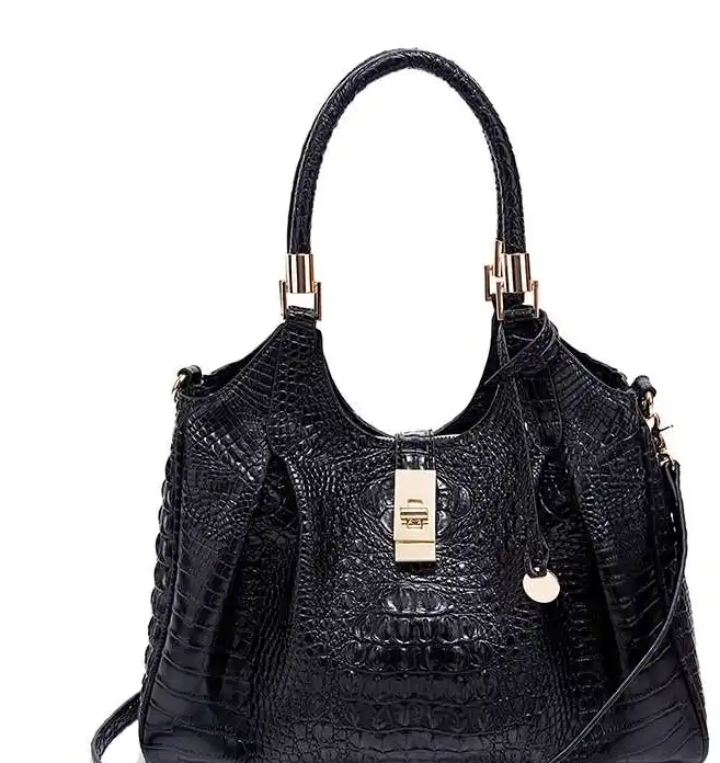 Vintage croc-textured women's bag