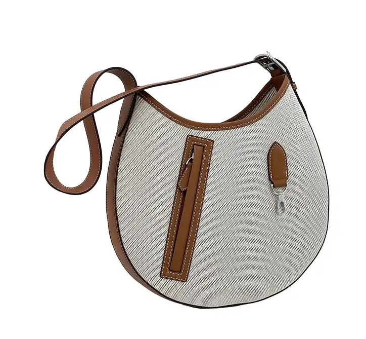 Top lv Women's Leather Canvas Saddle Bag - Large Capacity Tote