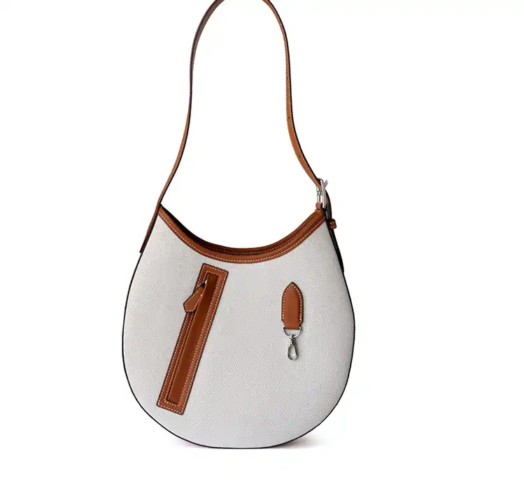Top lv Women's Leather Canvas Saddle Bag - Large Capacity Tote