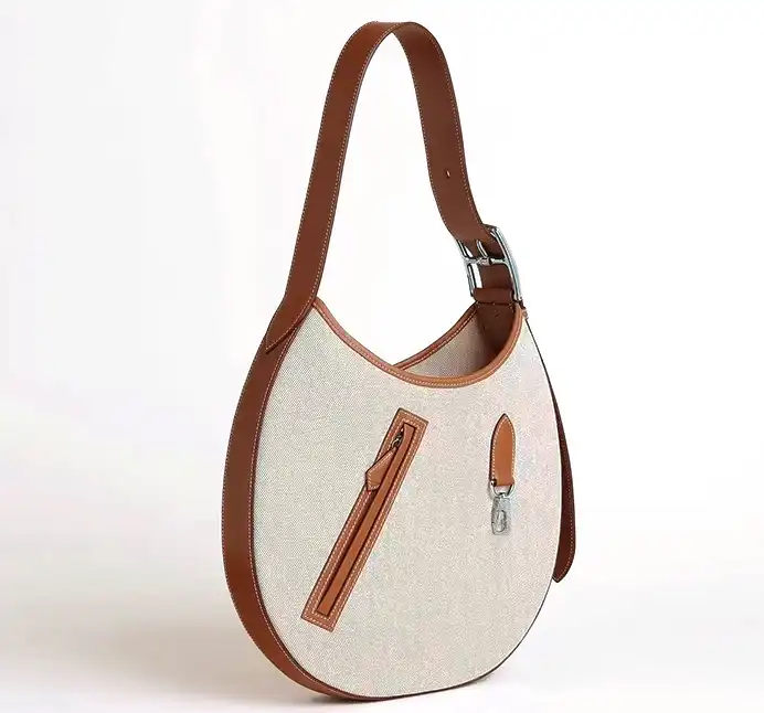 Top lv Women's Leather Canvas Saddle Bag - Large Capacity Tote