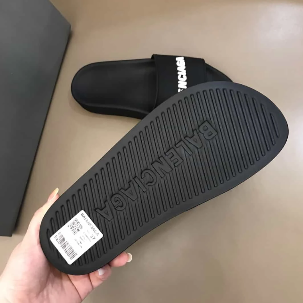 BALENCIAGA RUBBER LOGO POOL SLIDE SANDALS – BBS5 GoodFit 8089