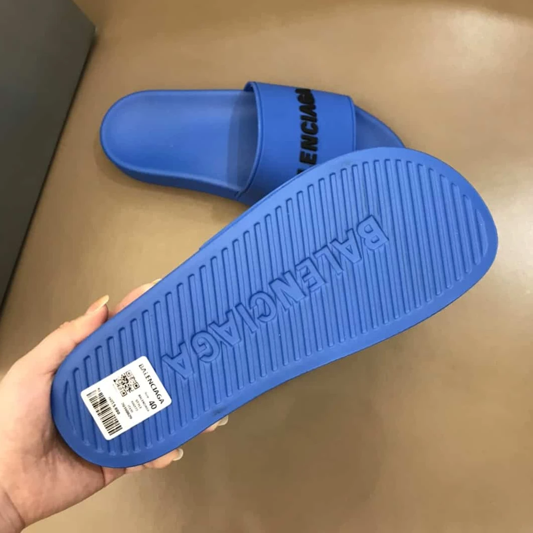 Comfortable 4243 BALENCIAGA RUBBER LOGO POOL SLIDE SANDALS – BBS1
