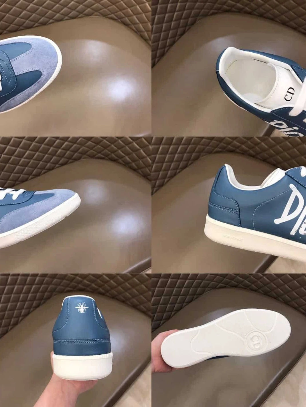 DailyWear 8812 DIOR B01 SNEAKER BLUE SMOOTH CALFSKIN AND SUEDE WITH DIOR AND SHAWN SIGNATURE – CD57