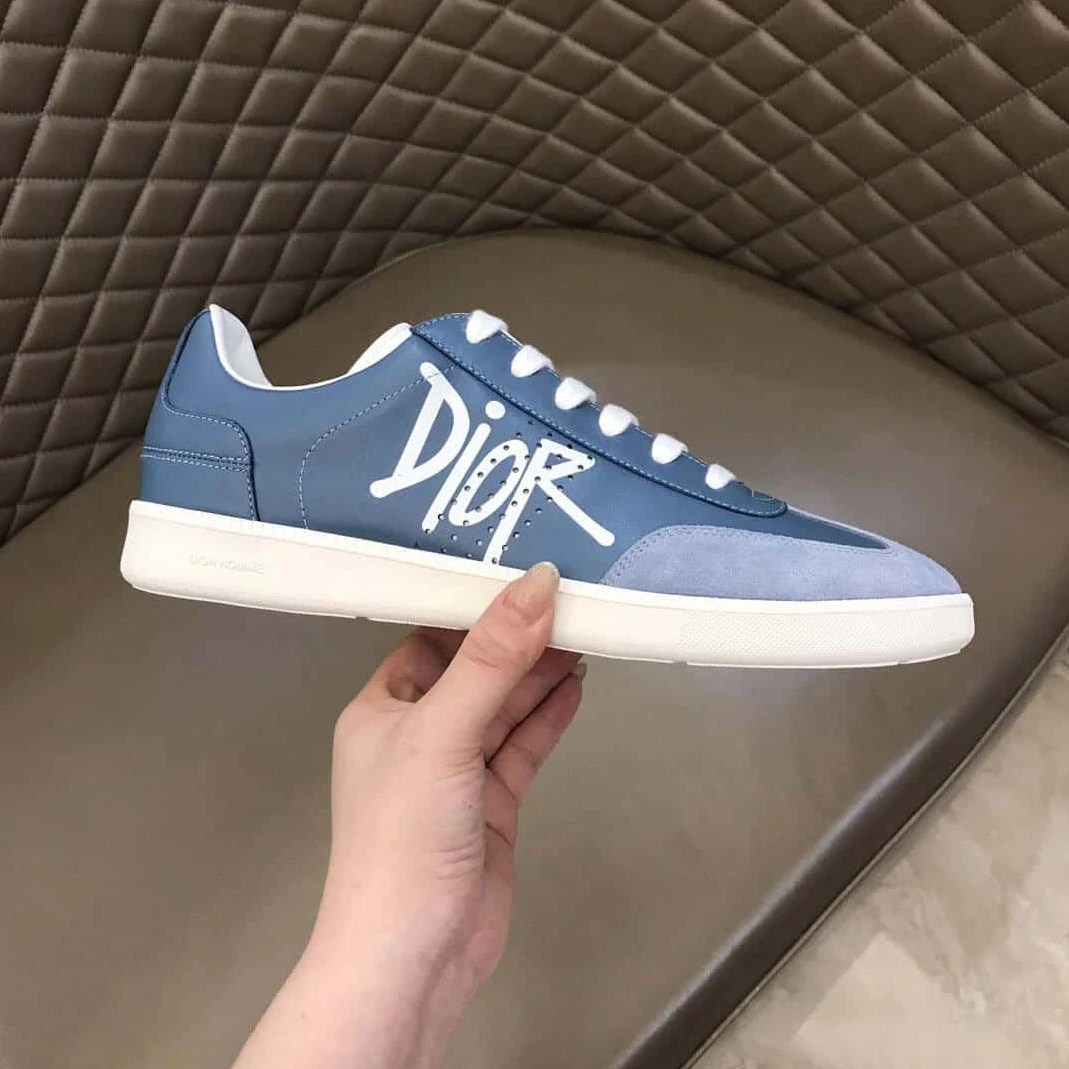DailyWear 8812 DIOR B01 SNEAKER BLUE SMOOTH CALFSKIN AND SUEDE WITH DIOR AND SHAWN SIGNATURE – CD57