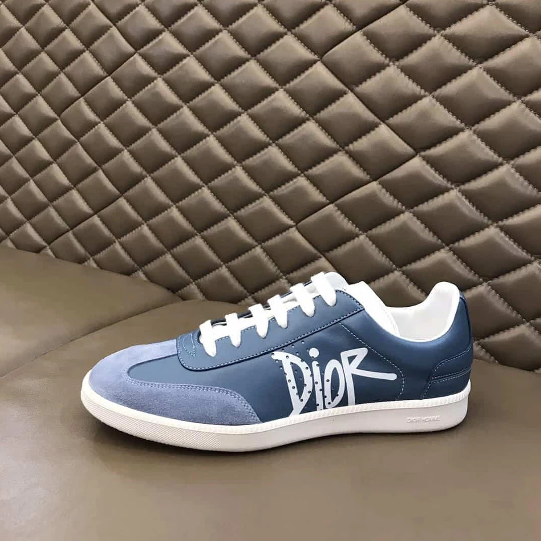 DailyWear 8812 DIOR B01 SNEAKER BLUE SMOOTH CALFSKIN AND SUEDE WITH DIOR AND SHAWN SIGNATURE – CD57