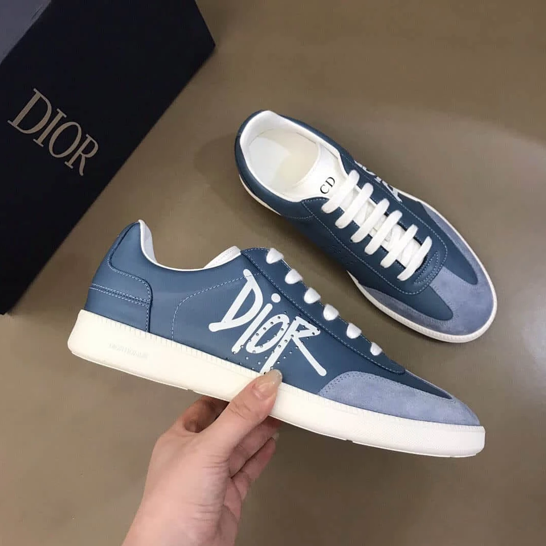 DailyWear 8812 DIOR B01 SNEAKER BLUE SMOOTH CALFSKIN AND SUEDE WITH DIOR AND SHAWN SIGNATURE – CD57