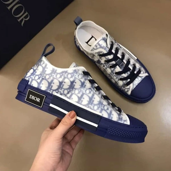 Fashionable 3796 DIOR B23 LOW-TOP SNEAKER IN BLUE DIOR OBLIQUE – CD84
