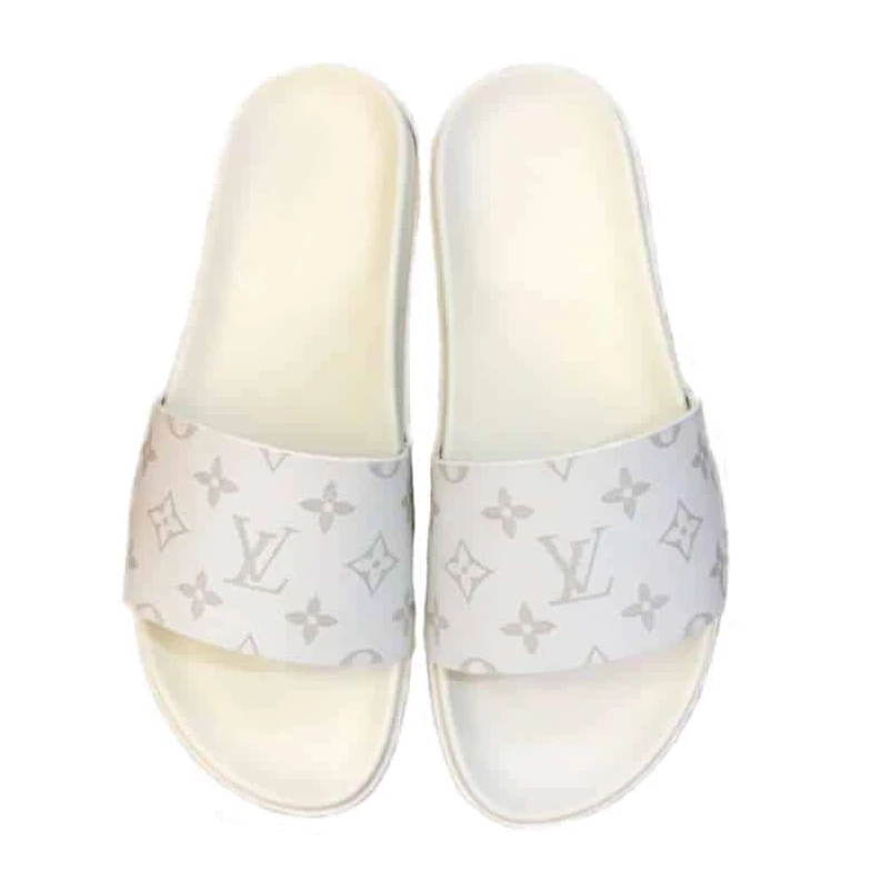 LOUIS VUITTON WHITE MONOGRAM SLIDES – LVS43 SportInspired 2613