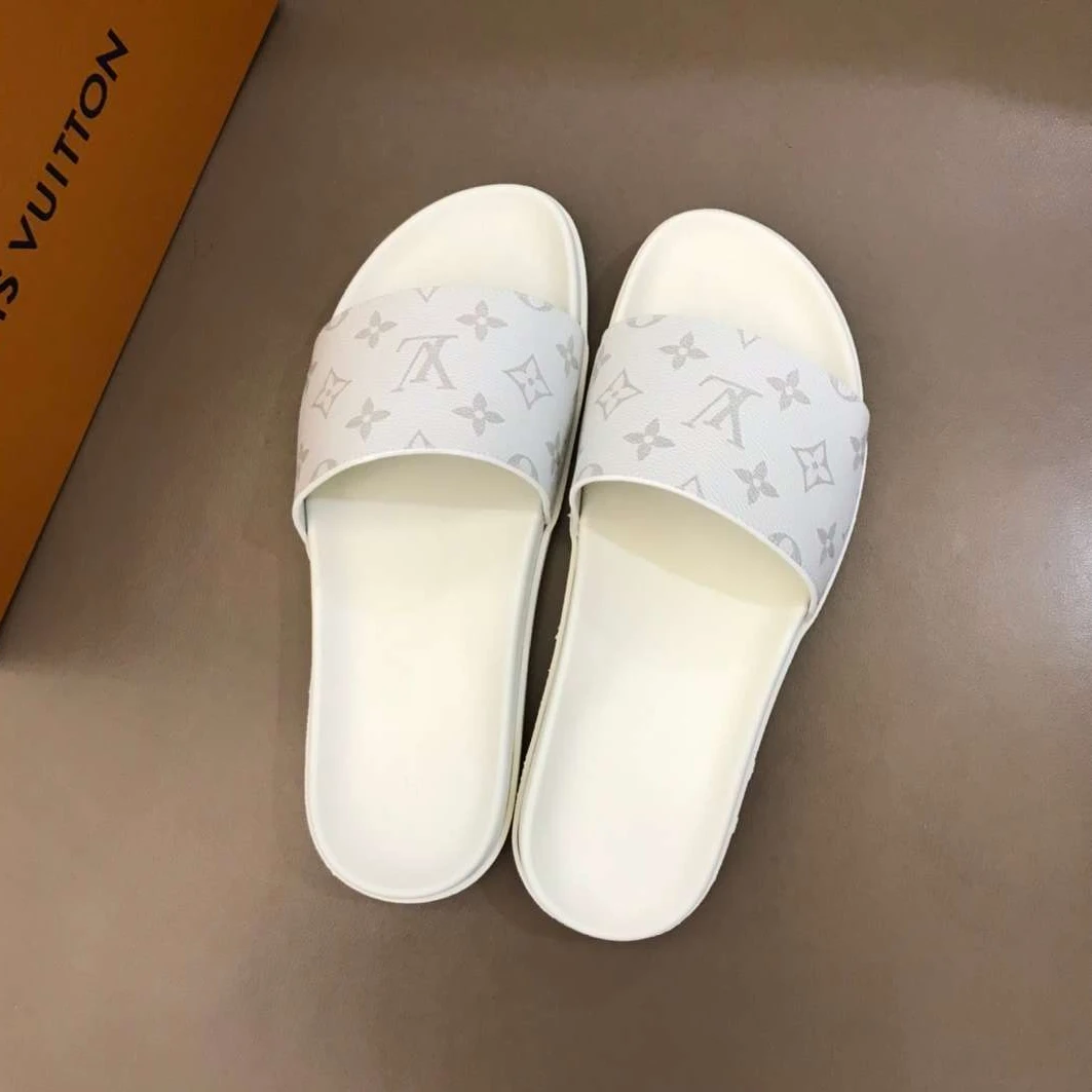 LOUIS VUITTON WHITE MONOGRAM SLIDES – LVS43 SportInspired 2613