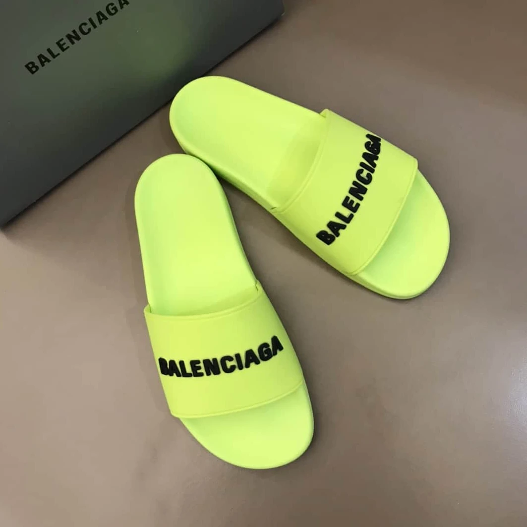 NewStyle 6392 BALENCIAGA RUBBER LOGO POOL SLIDE SANDALS – BBS2