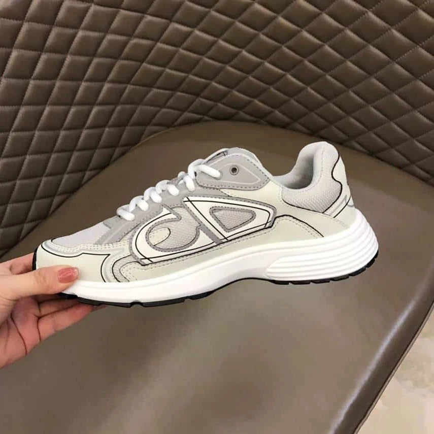 TopPick 4081 DIOR B30 SNEAKERS GRAY MESH AND WHITE TECHNICAL FABRIC – CD85