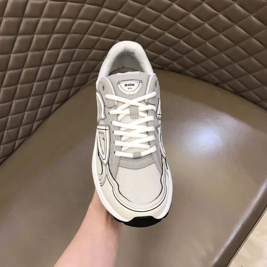 TopPick 4081 DIOR B30 SNEAKERS GRAY MESH AND WHITE TECHNICAL FABRIC – CD85
