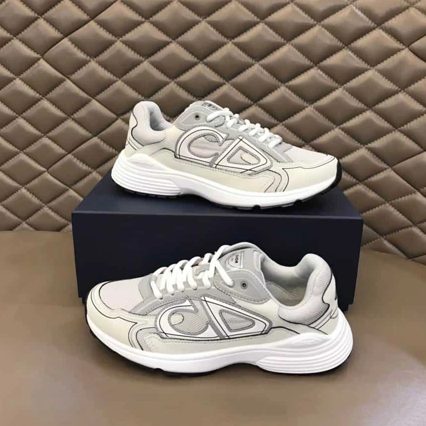 TopPick 4081 DIOR B30 SNEAKERS GRAY MESH AND WHITE TECHNICAL FABRIC – CD85