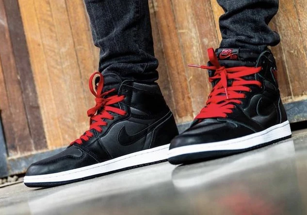 Air Jordan 1 Black Satin Black Red-1