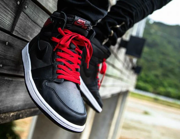 Air Jordan 1 Black Satin Black Red-1