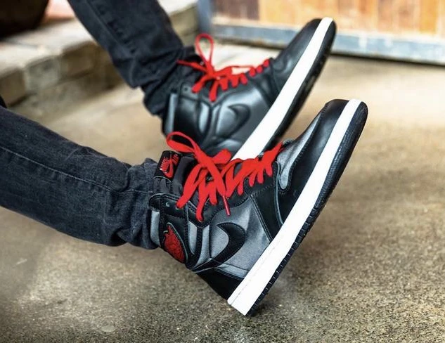 Air Jordan 1 Black Satin Black Red-1
