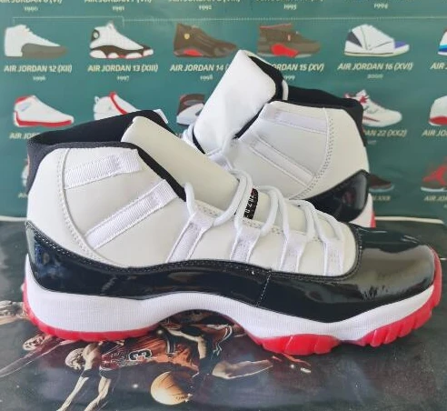 Air Jordan 11 High White Black Red-1