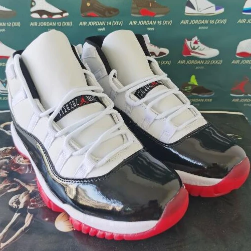 Air Jordan 11 High White Black Red-1
