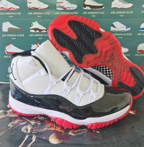 Air Jordan 11 High White Black Red-1
