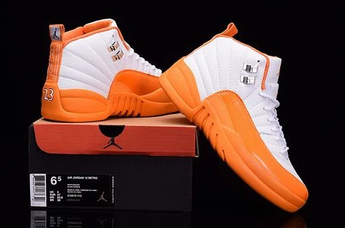Air Jordan 12 GS “The Glove” White Orange-1