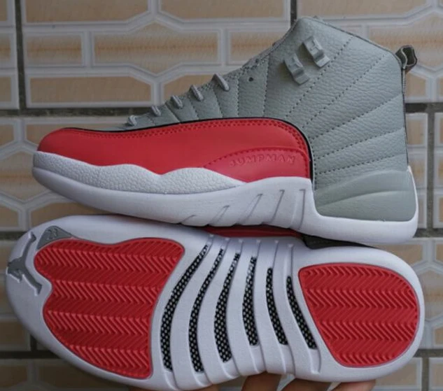 Air Jordan 12 Gray Red White-1