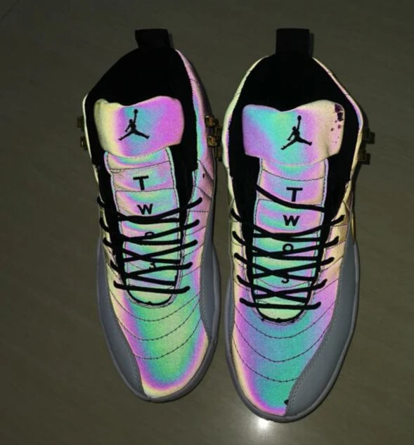 Air Jordan 12 White Black Gold Reflective