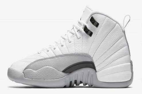 Air Jordan 12 White Black-Wolf Grey women-1