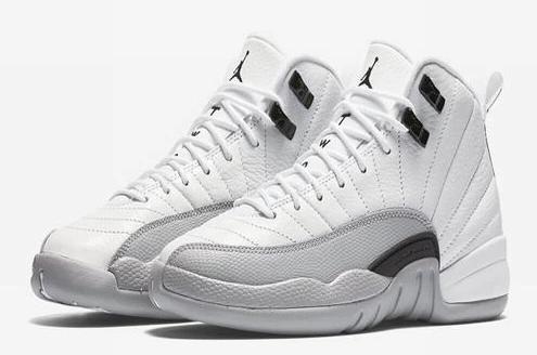 Air Jordan 12 White Black-Wolf Grey women-1
