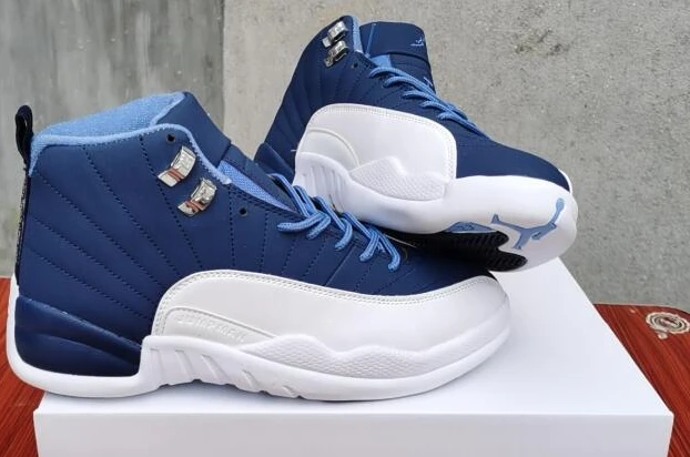 Air Jordan 12 White Deep Blue-1
